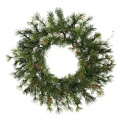 Vickerman Artificial Unlit Christmas Wreath With Pine Cones And Grapevines (06339)