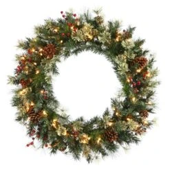 Vickerman Pre-Lit Artificial Christmas Wreath With Pine Cones (22379)