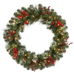 Vickerman Pre-Lit Artificial Christmas Wreath With Berries (22414)