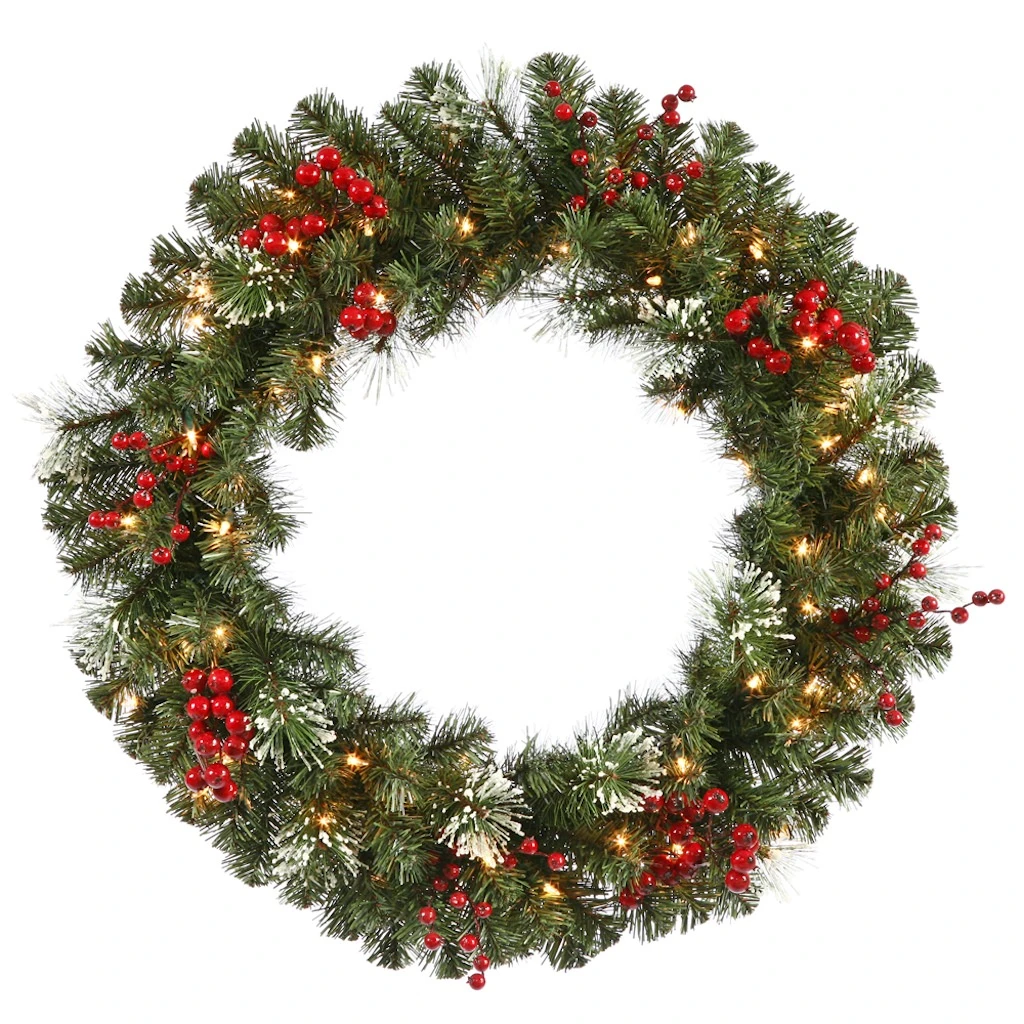 Vickerman Pre-Lit Artificial Christmas Wreath With Berries (22414) 3 Vickerman Pre-Lit Artificial Christmas Wreath With Berries (22414)