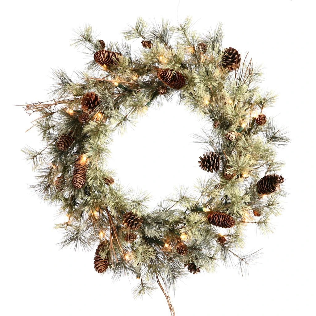 Vickerman Pre-Lit Artificial Christmas Wreath With Pine Cones (22449) 3 Vickerman Pre-Lit Artificial Christmas Wreath With Pine Cones (22449)