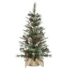 Vickerman Unlit Artificial Christmas Tree With Frosted Cones And Red Berries (27662)