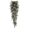 Vickerman Unlit Artificial Christmas Teardrop With Frosted Cones And Red Berries (27671) 1 Vickerman Unlit Artificial Christmas Teardrop With Frosted Cones And Red Berries (27671) -Vickerman 27671lg