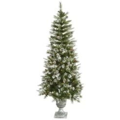 Vickerman Pre-Lit Artificial Christmas Tree With Flocked Cones (Includes On/Off Foot Switch) (27760)