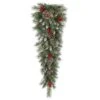Vickerman Unlit Artificial Christmas Teardrop With White Tips, Red Berries And White Tip Cones (27785) 2 Vickerman Unlit Artificial Christmas Teardrop With White Tips, Red Berries And White Tip Cones (27785) -Vickerman 27785lg