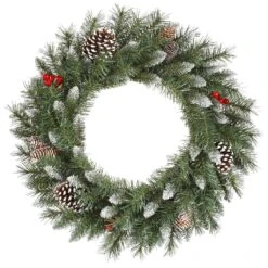 Vickerman Pre-Lit Artificial Christmas Wreath With Red Berries (27794)