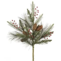 Vickerman Artificial Christmas Spray With Berries And Pine Cones (32438)