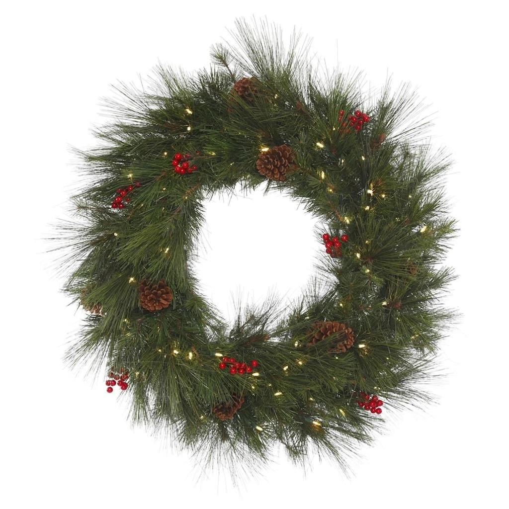 Vickerman Pre-Lit Artificial Christmas Wreath With Pine Cones (373248) 3 Vickerman Pre-Lit Artificial Christmas Wreath With Pine Cones (373248)